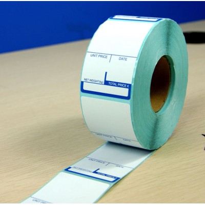 Customized Self Adhesive Label Rolls for supermarket weigning Scale,  Direct thermal label stickers roll with logo